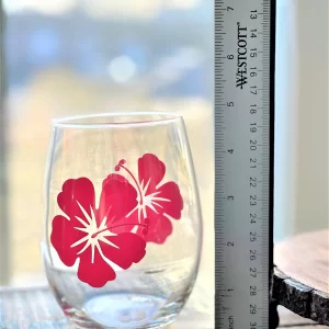 Hibiscus Wine Glasses-Stemless-Set of 4   20oz