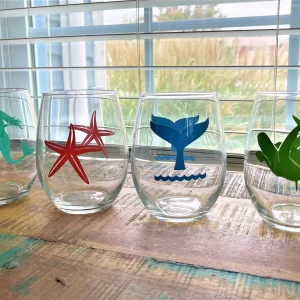 Sealife Glass Stemless Wineglass Set(4)